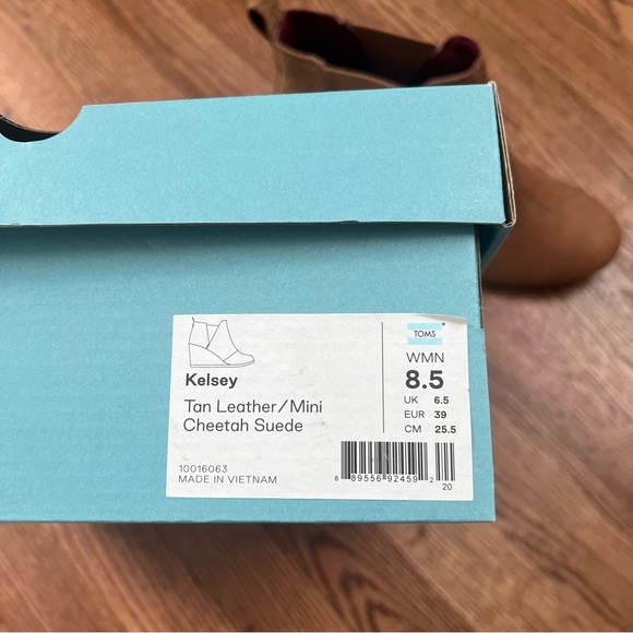 TOMS Kelsey Wedge Boot - Tan Leather / Mini Cheetah Suede (Size 8.5) - Picture 9 of 10